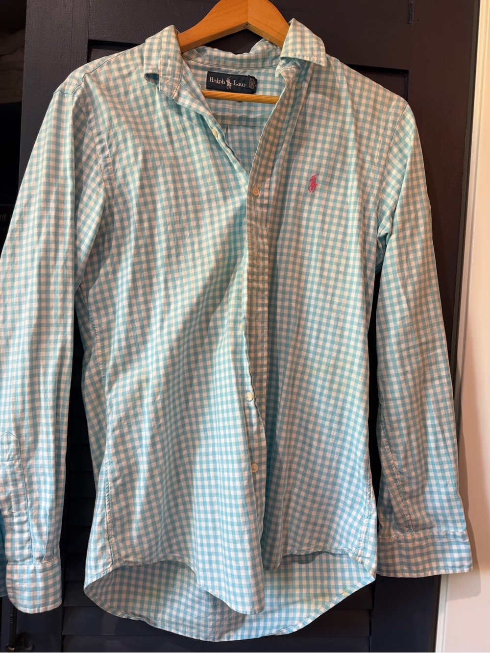 Ralph Lauren Mint & White Gingham Button-Down Shirt